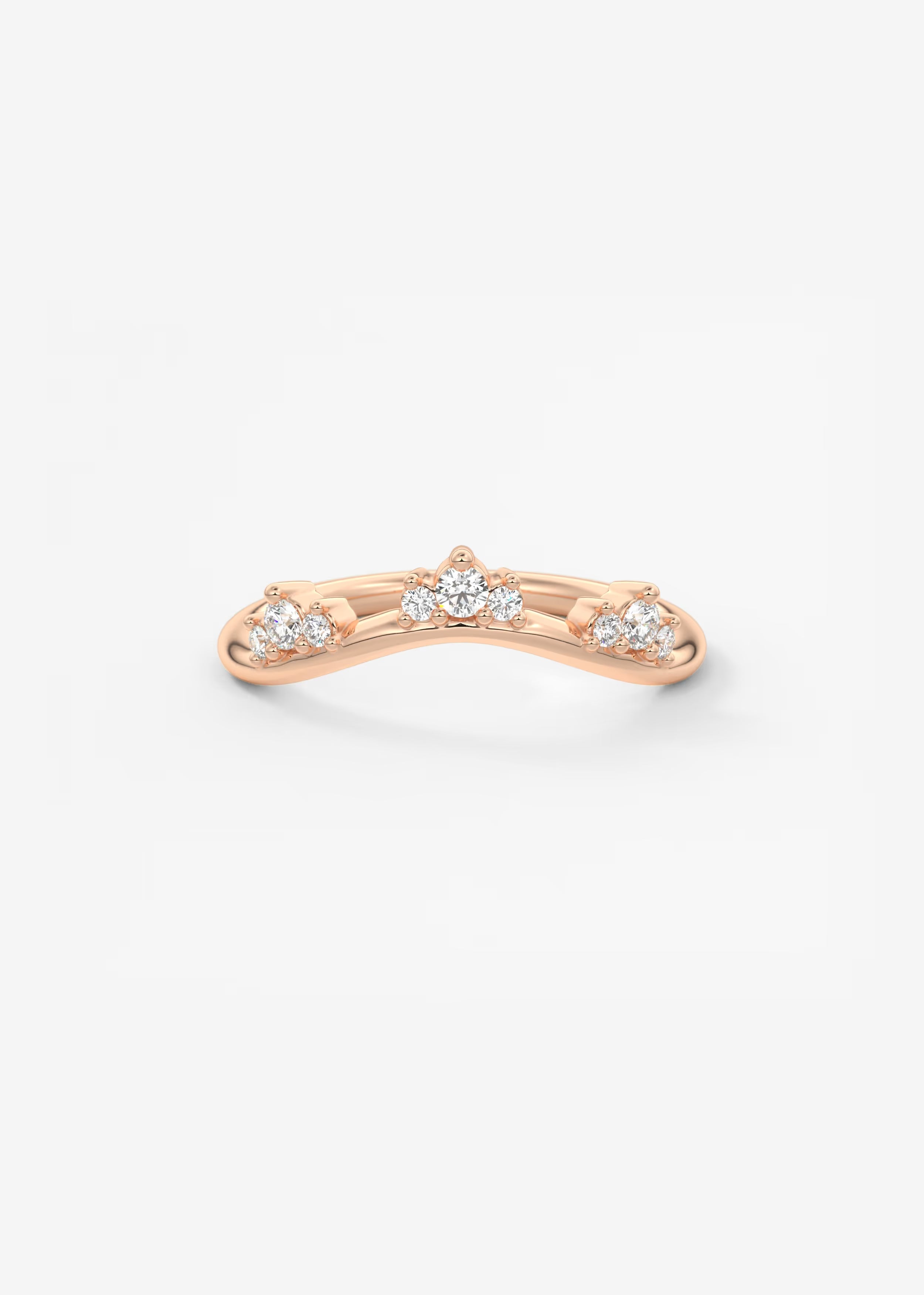 Gold Curved Band with Clustered Round Lab‑Grown Diamond Accents