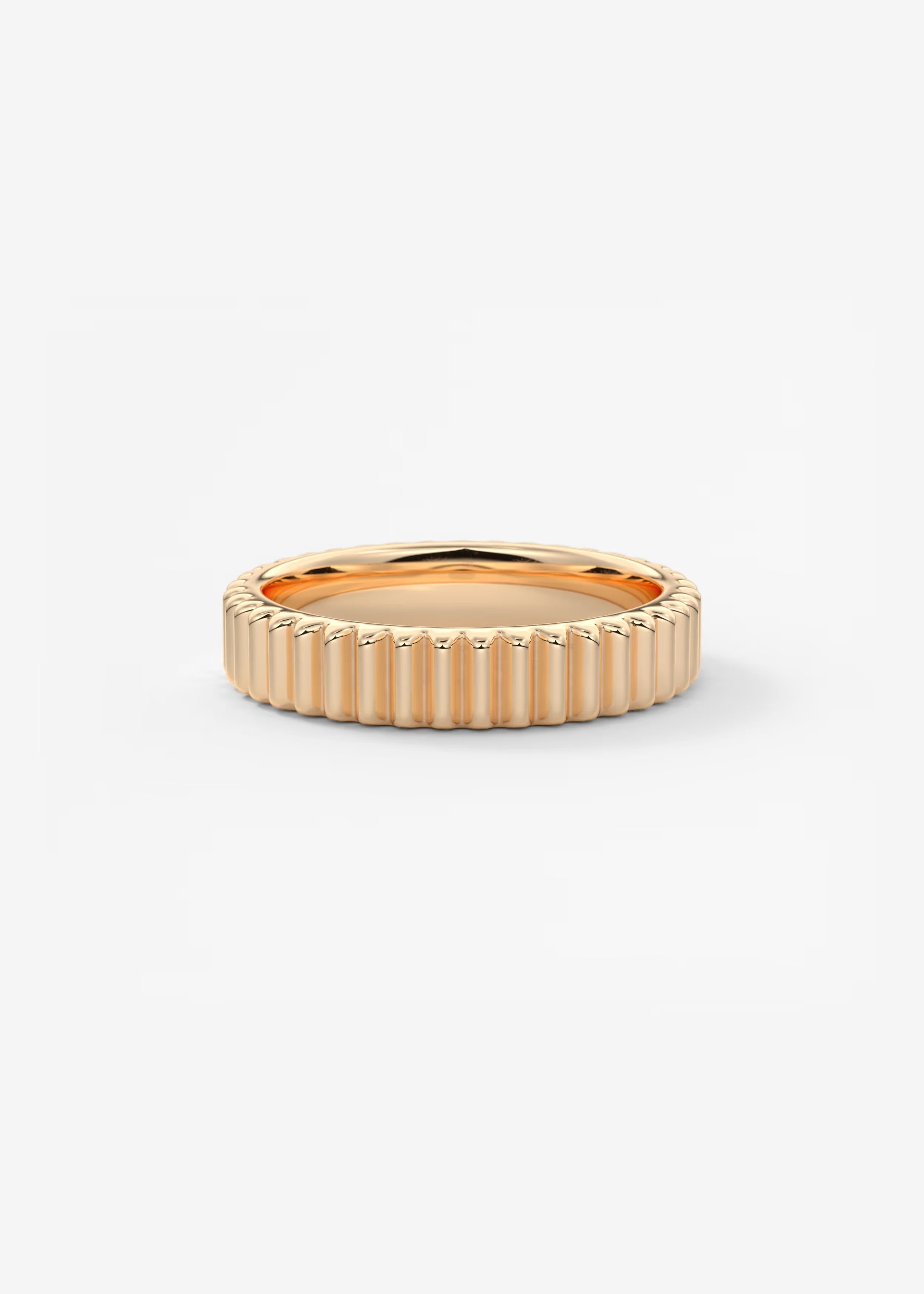 Gold Fluted Texture Band with Polished Interior