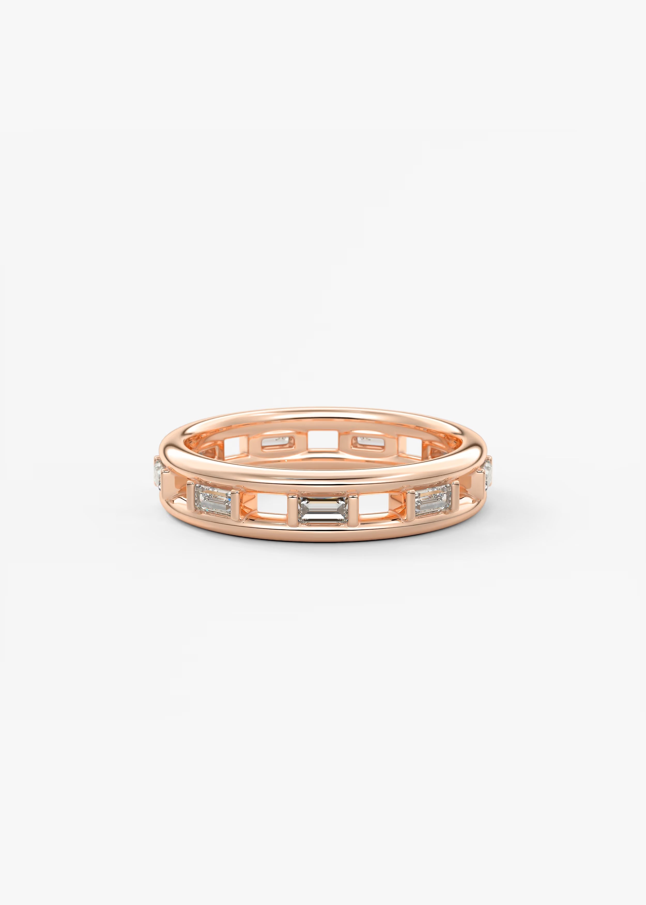 Gold Geometric Cutout Band with Square and Rectangular Lab‑Grown Diamond Insets