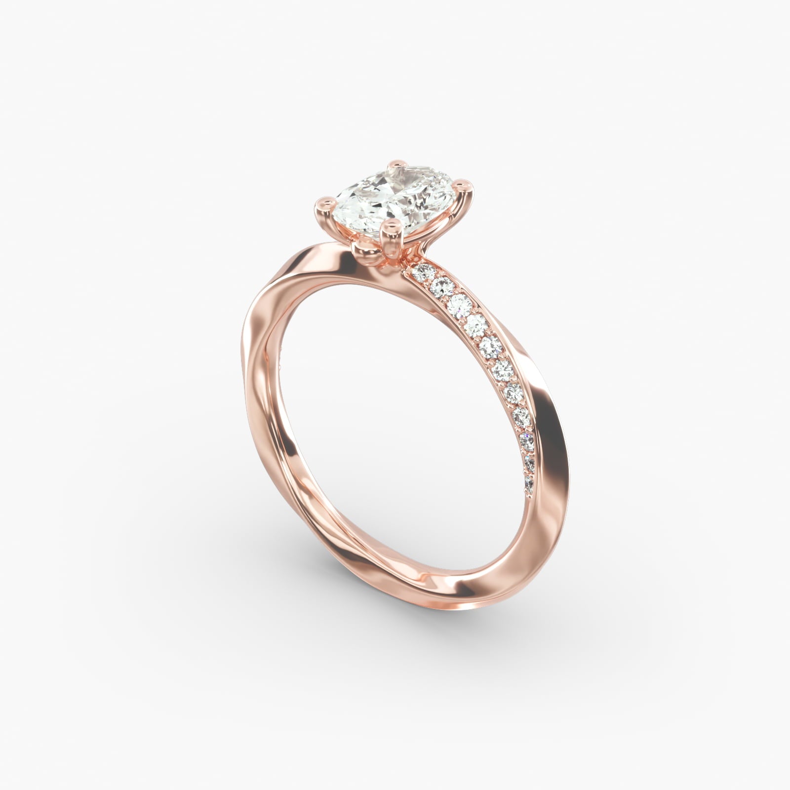 Twisted Sparkle Oval Lab Grown Diamond Center Engagement Ring