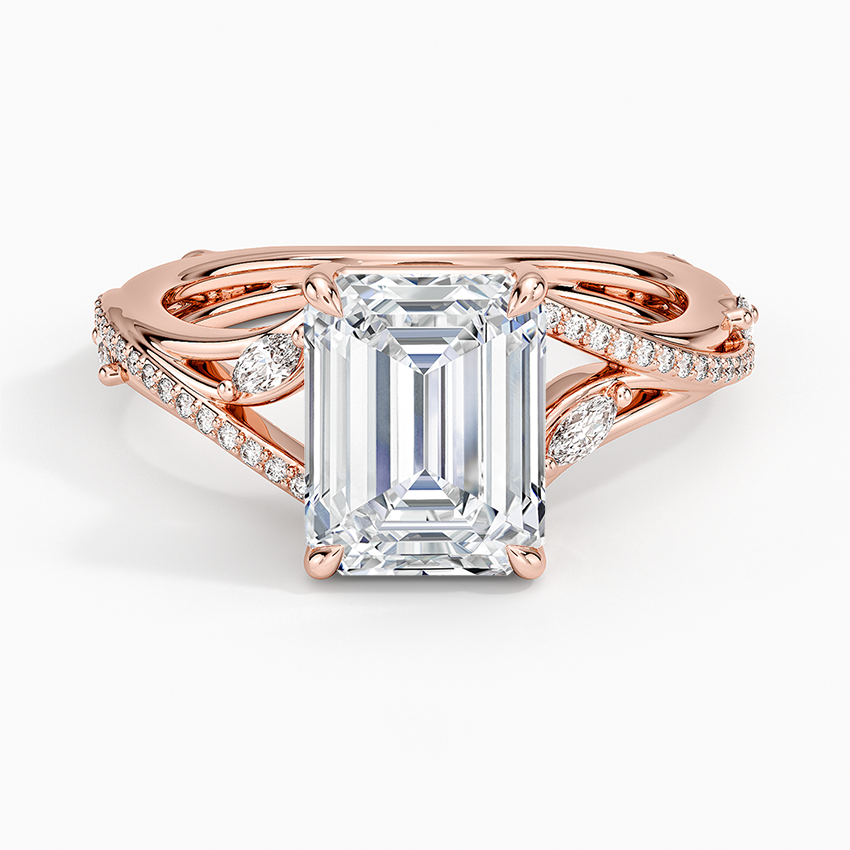 Split Vine Marquise Cluster Emerald Lab Grown Diamond Center Engagement Ring