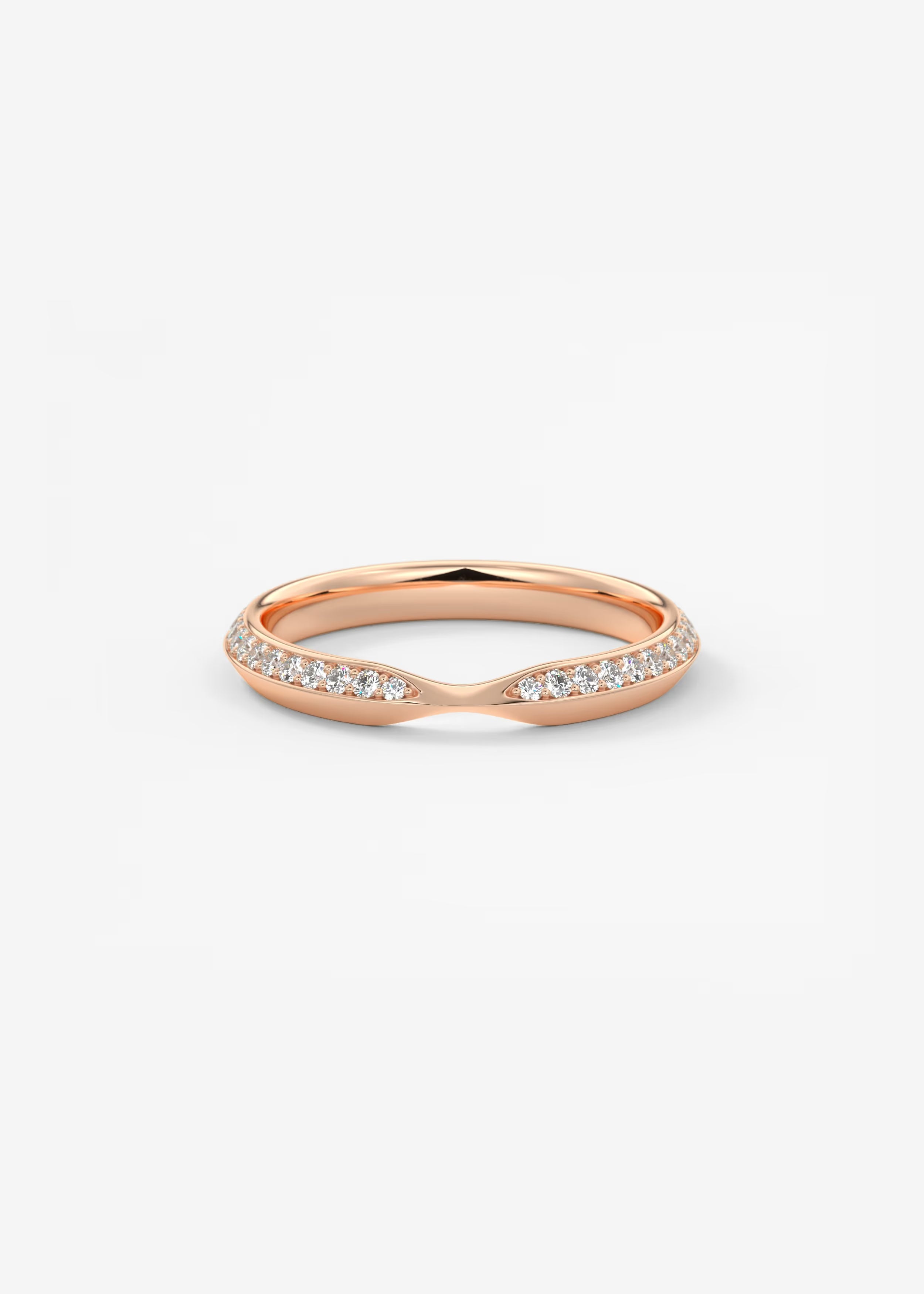 Gold Wave Diamond Band with Lab‑Grown Round Accents