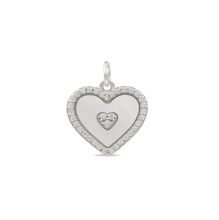 Sterling Silver CZ with Heart Mother of Pearl