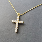 14K Gold Plated 925 Sterling Silver CZ Cross Charm/ Necklace/ Earrings