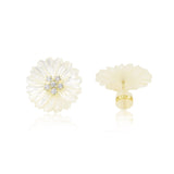 14K Gold Plated Sterling Silver Mother of Pearl Daisy Flower Earrings