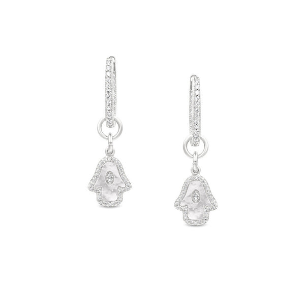 925 Sterling Silver Hamsa Charm/ Necklace/ Earrings