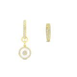 14K Gold Plated Sterling Silver cz with Disc Mother of Pearl Charm/ Necklace/ Earrings