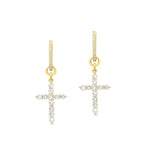 14K Gold Plated 925 Sterling Silver CZ Cross Charm/ Necklace/ Earrings
