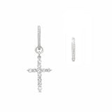 925 Sterling Silver CZ Cross Charm/ Necklace/ Earrings