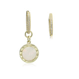 14K Gold Plated 925 Silver MOP Disc Charm/ Necklace/ Earrings