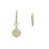 14K Gold Plated 925 Silver CZ Disc Charm/ Necklace/ Earrings