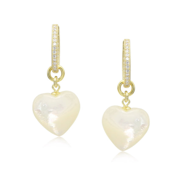 925 Silver Mother of Pearl Heart Charm Earrings / Necklace / Charm