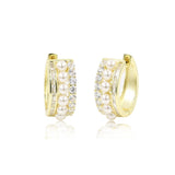 14K Gold Plated Sterling Silver CZ with Fresh Water Pearl Earrings
