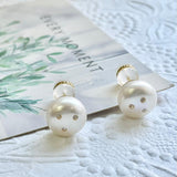 14K Gold Plated Sterling Silver CZ with Fresh Water Pearl Earrings