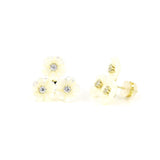 14K Gold Plated Sterling Silver Mother of Pearl Flower Earrings