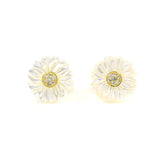 14K Gold Plated Sterling Silver Mother of Pearl Flower Earrings/ Necklace