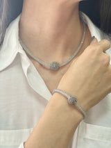 Stainless Steel Mesh with Crystal Necklace & Bracelet