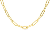 Gold plated 12*4MM Sterling silver small Paper Clip link chain necklace