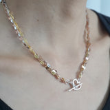 925 Sterling silver 3 Row Tri-Color Italian Chain with Heart Lock