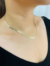 925 Sterling Silver Gold Plated Herringbone Chain Necklace
