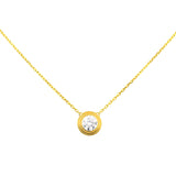 14K Gold Plated Sterling Silver Moissanite Diamond bezel setting necklace