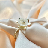 14K Gold Plated Sterling Silver Mother of Pearl Flower Ring