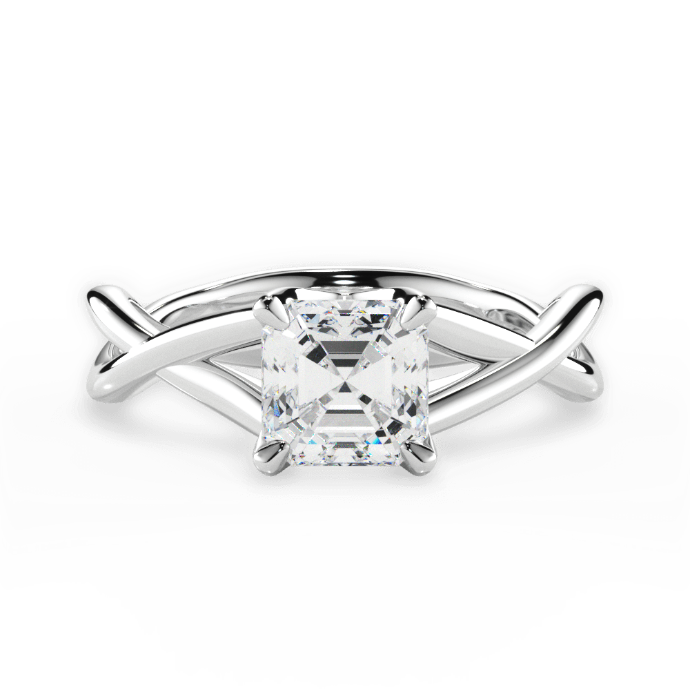 Asscher Cut Open-Twist Solitaire Engagement Ring