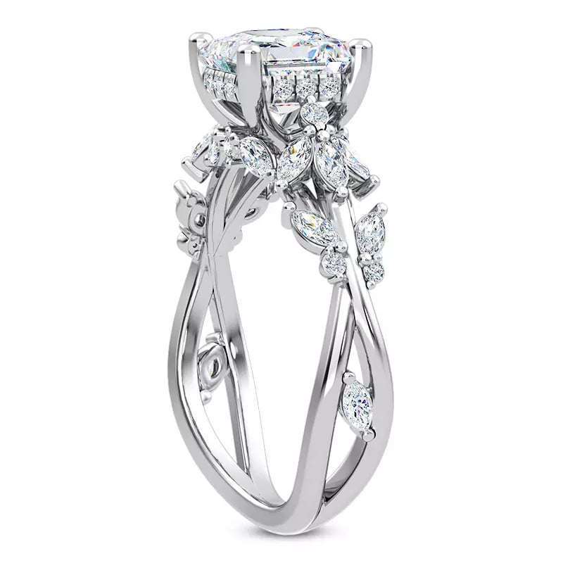 Butterfly And Bee Vine Twist Asscher Engagement Ring