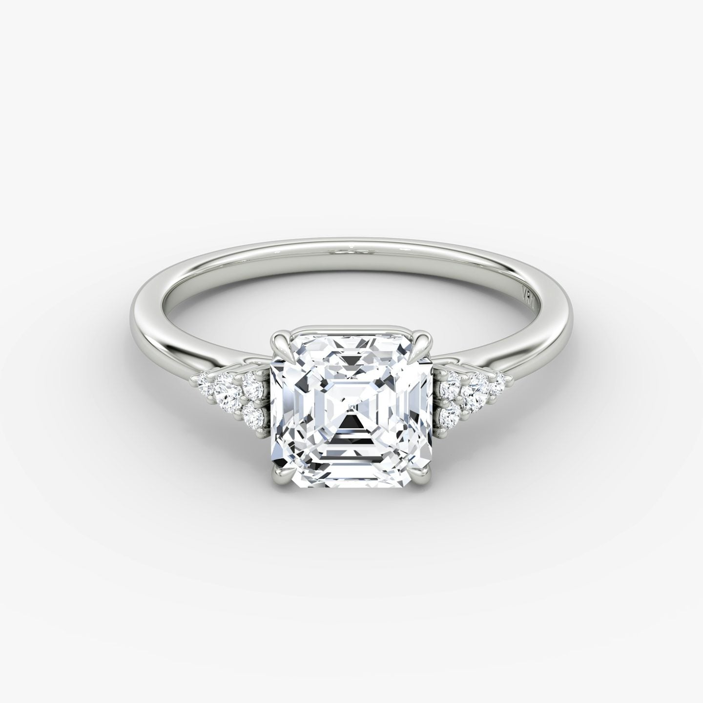The Side Cluster Cathedral Asscher Engagement Ring