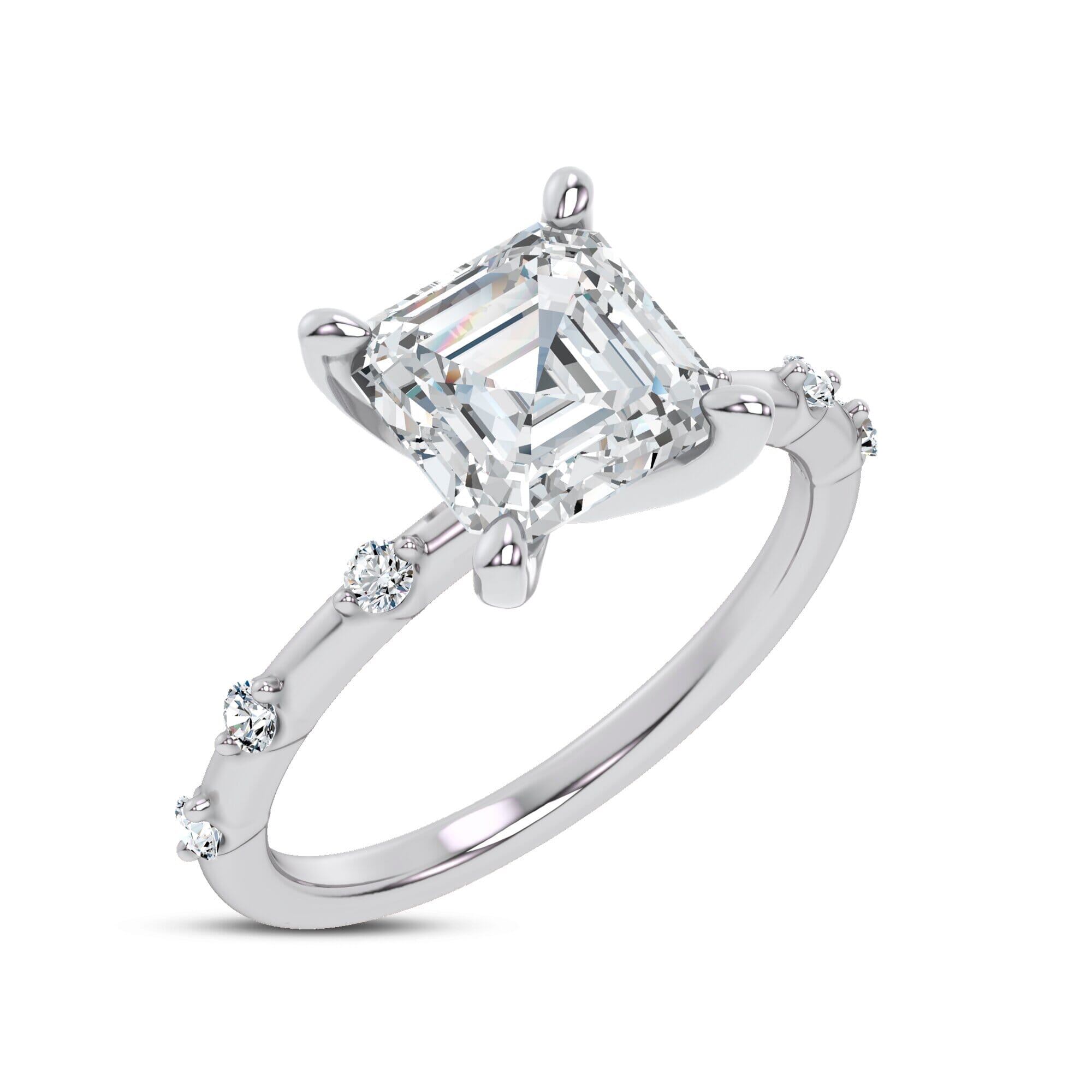 Starlight Spaced Diamond Engagement Asscher Ring