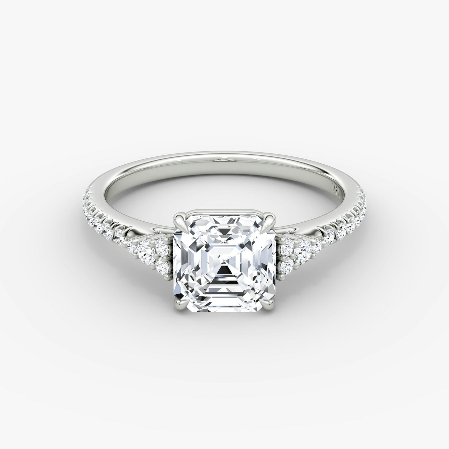 The Side Cluster Cathedral Asscher Engagement Ring
