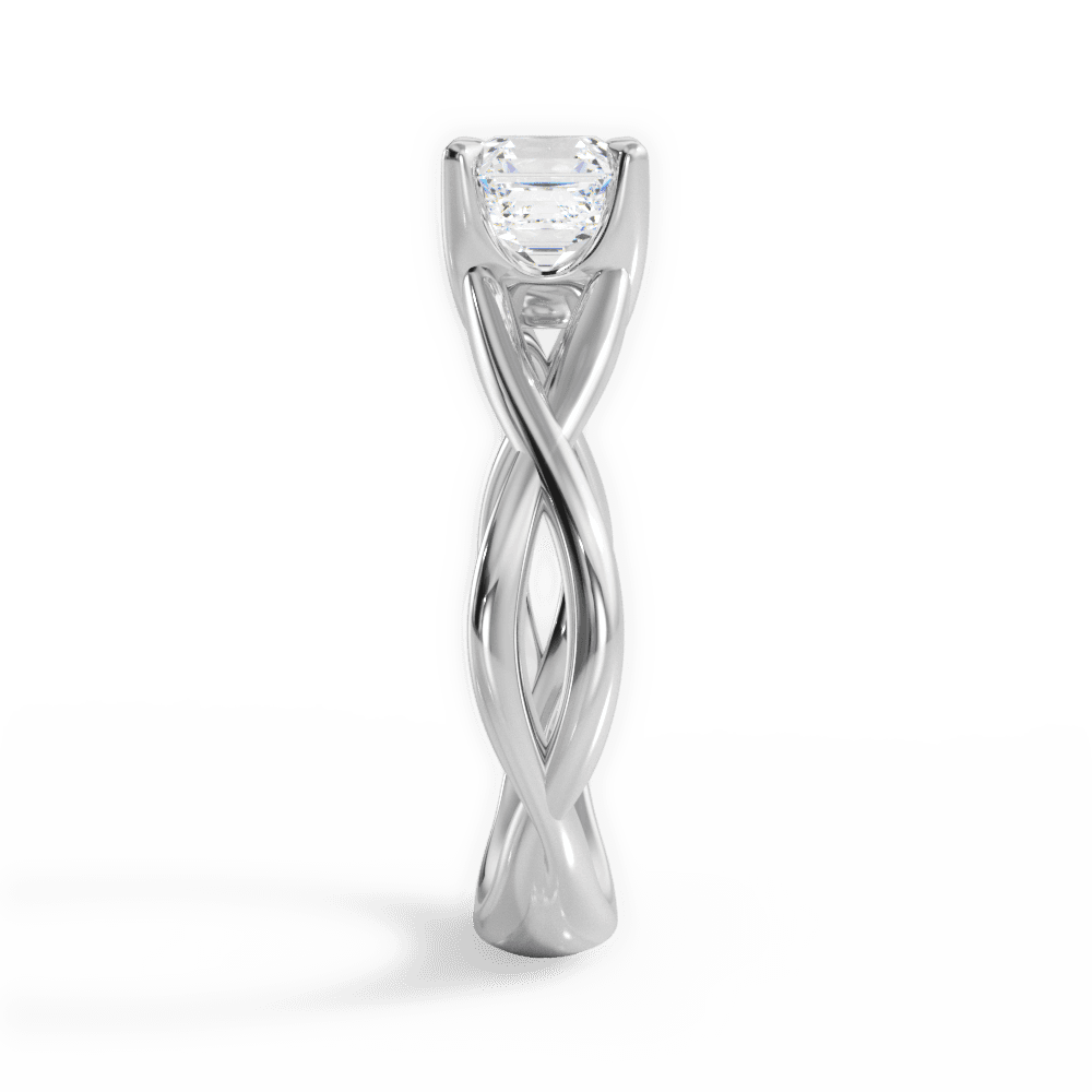 Asscher Cut Open-Twist Solitaire Engagement Ring