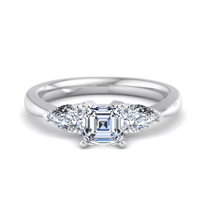 Three-Stone Lab Asscher Engagement Ring