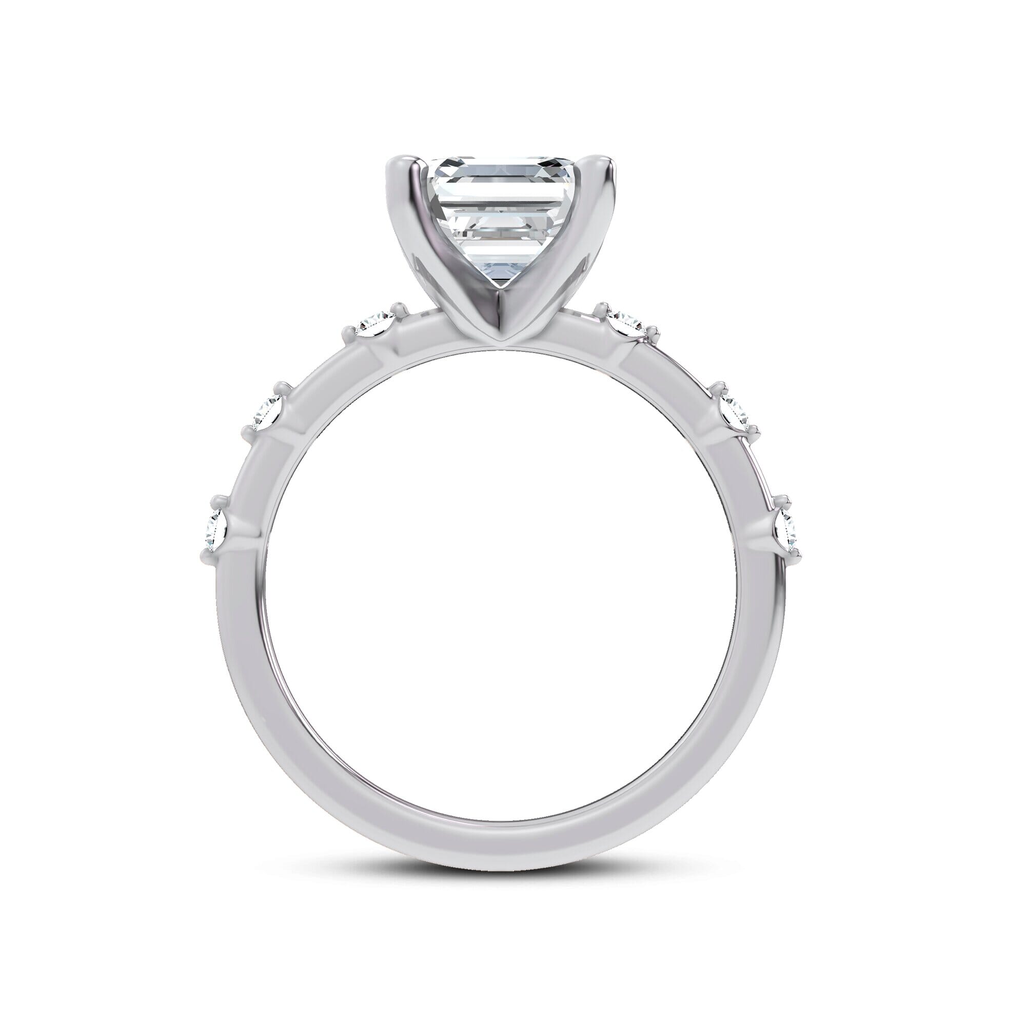 Starlight Spaced Diamond Engagement Asscher Ring