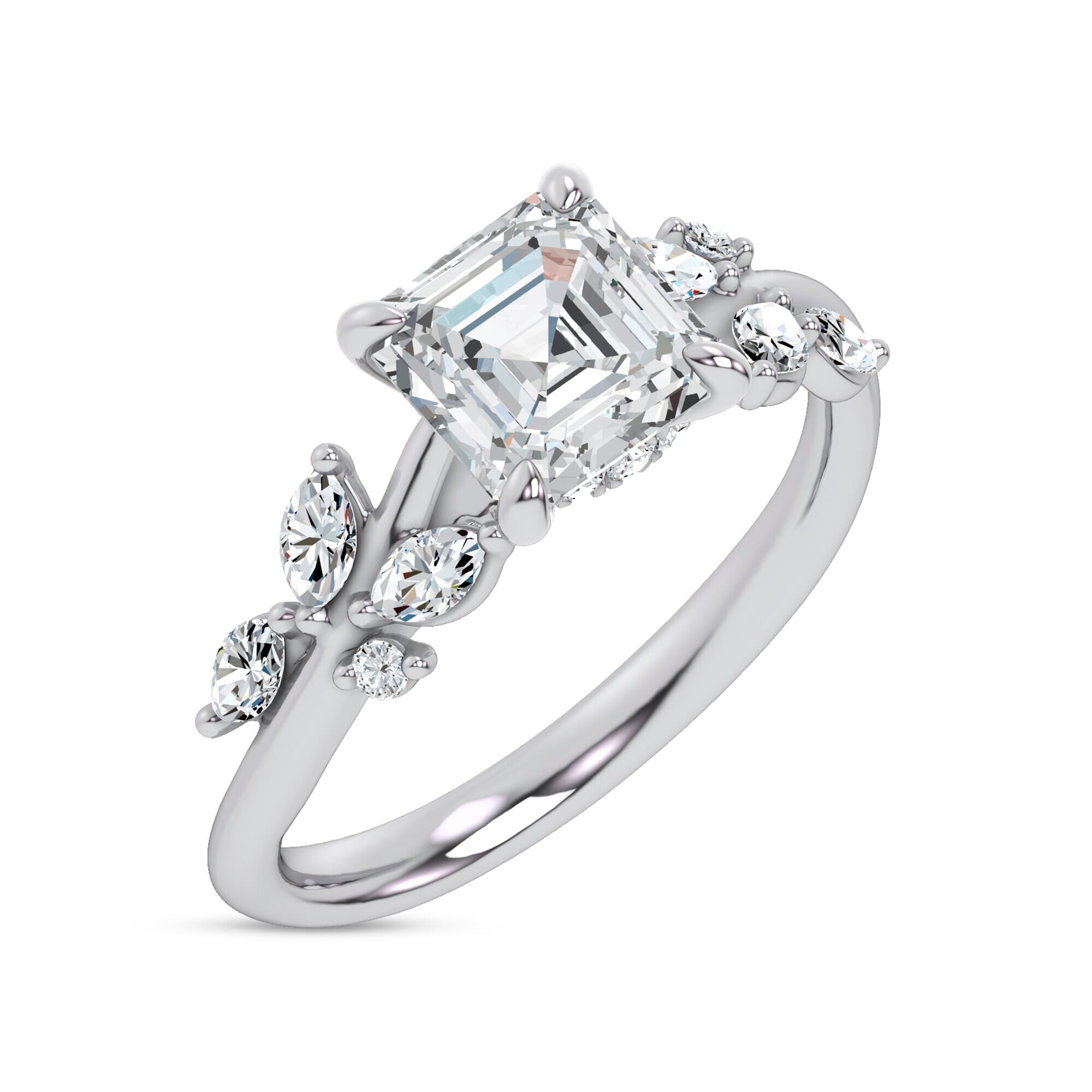 Nature-Inspired Engagement Asscher Ring
