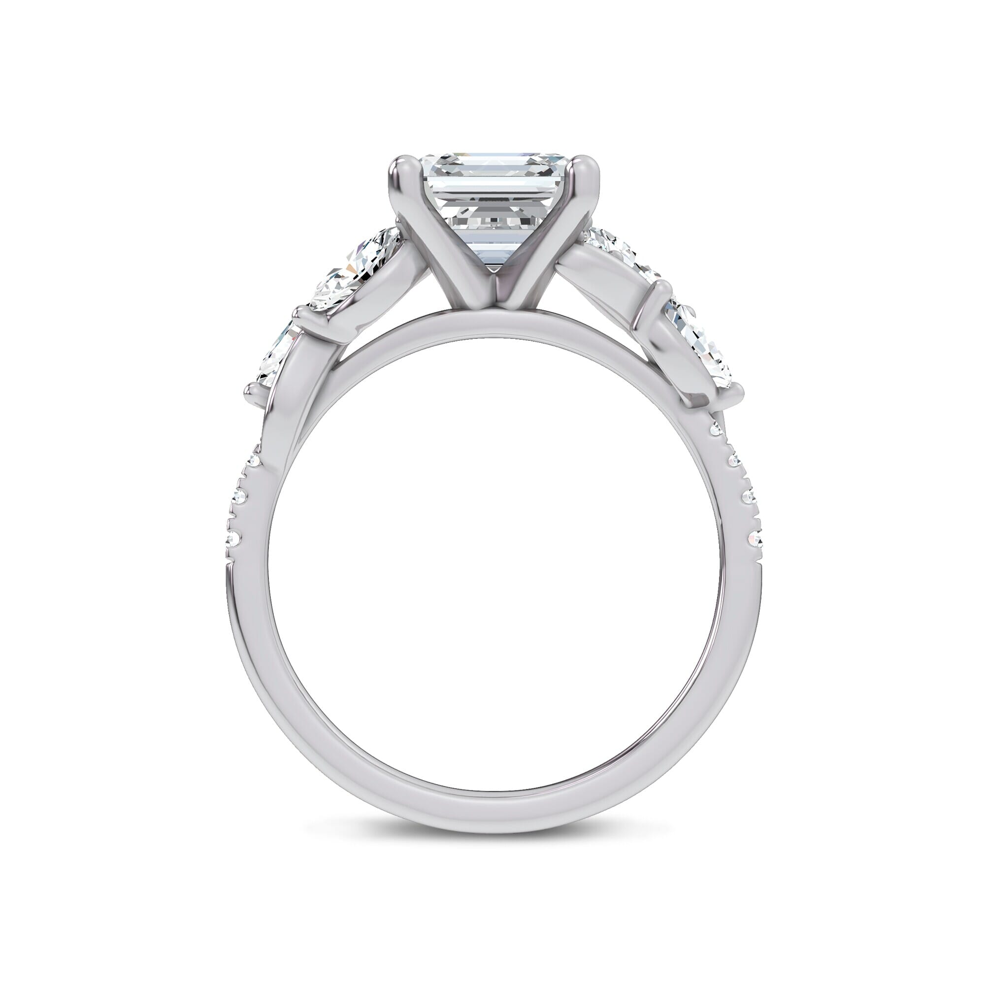 Curved Vine Diamond Asscher Engagement Ring