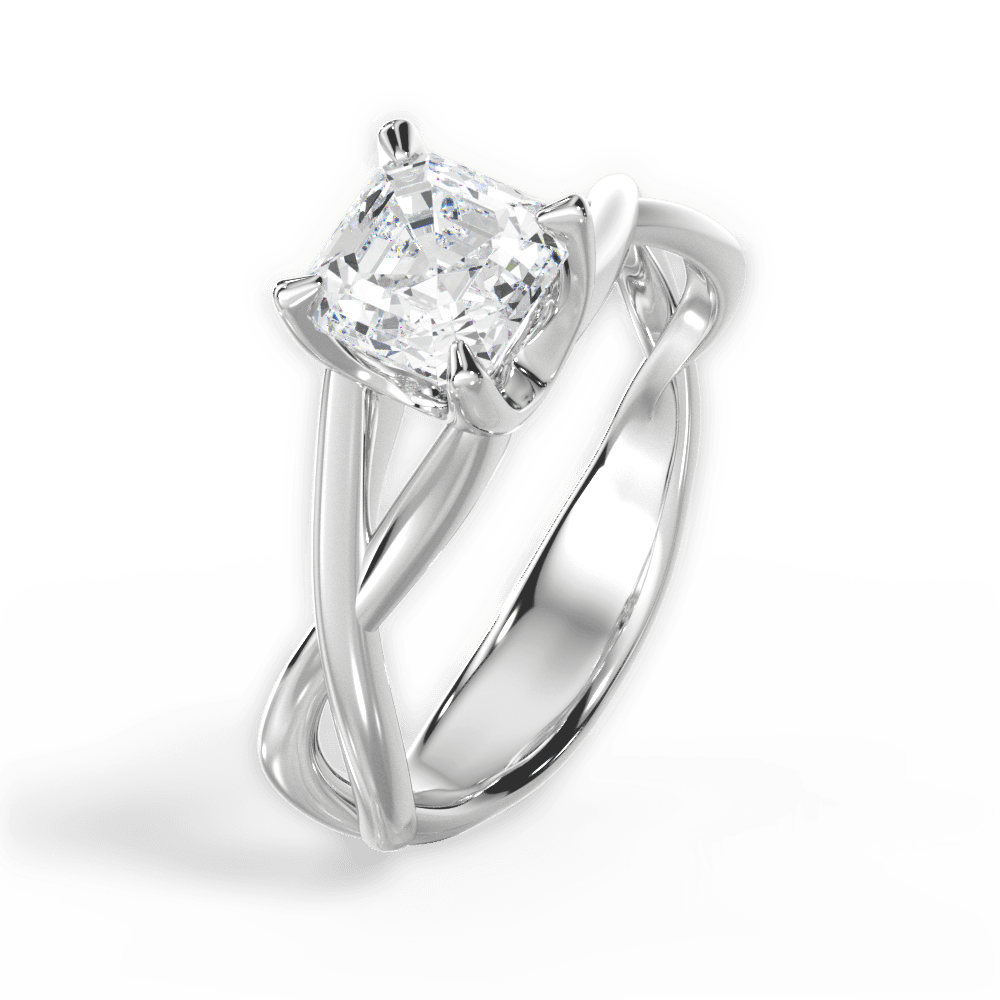 Asscher Cut Open-Twist Solitaire Engagement Ring