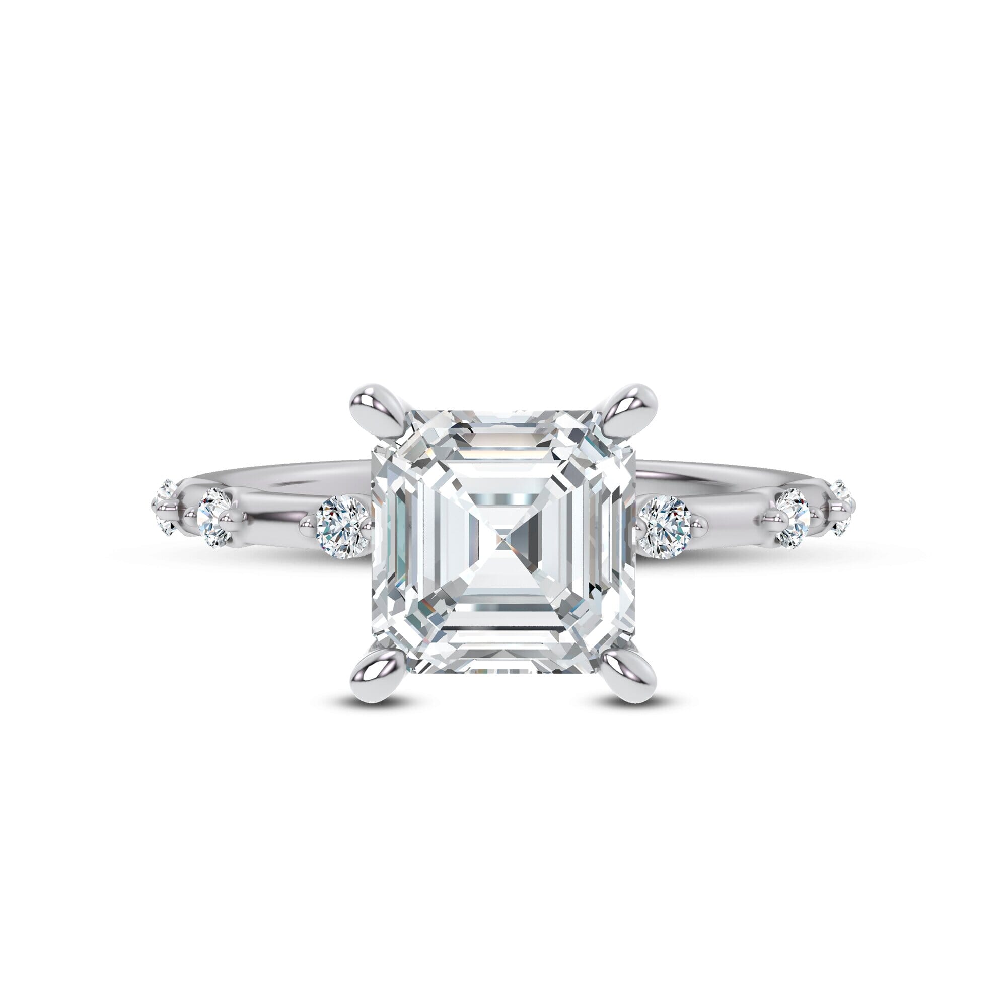 Starlight Spaced Diamond Engagement Asscher Ring