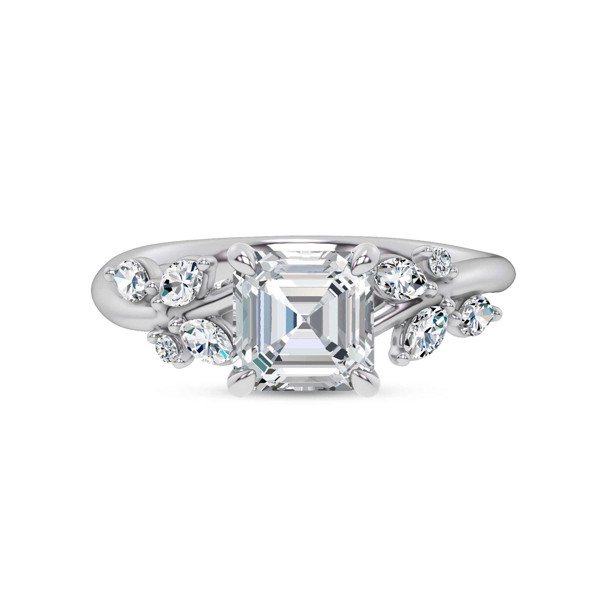 Nature-Inspired Engagement Asscher Ring