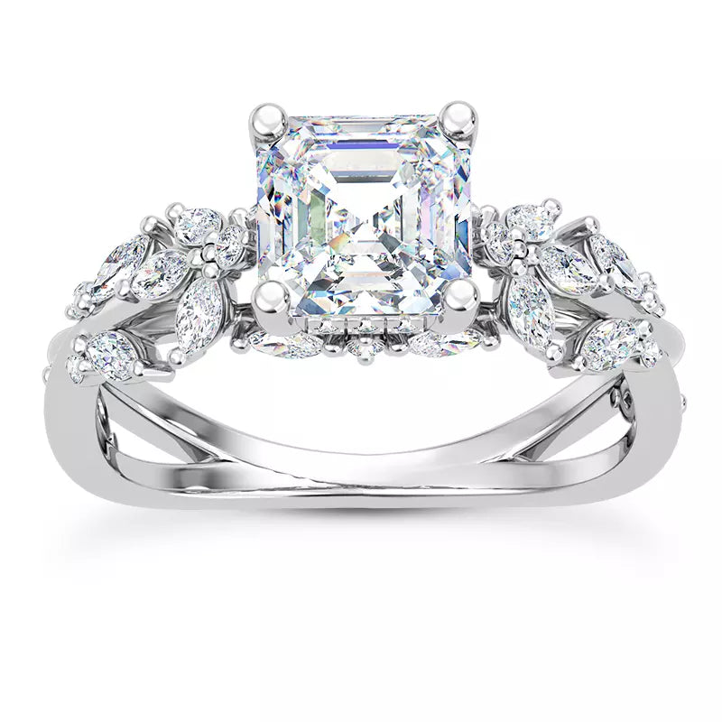 Butterfly And Bee Vine Twist Asscher Engagement Ring