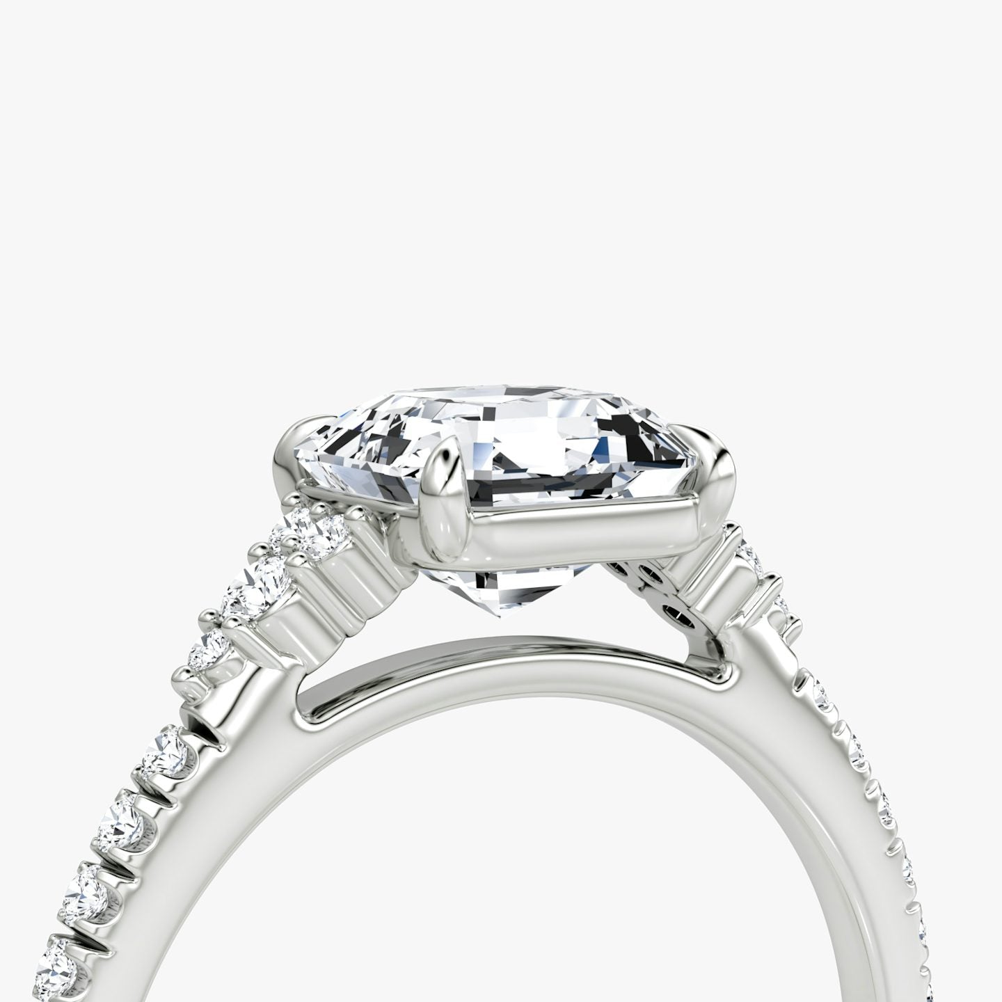 The Side Cluster Cathedral Asscher Engagement Ring