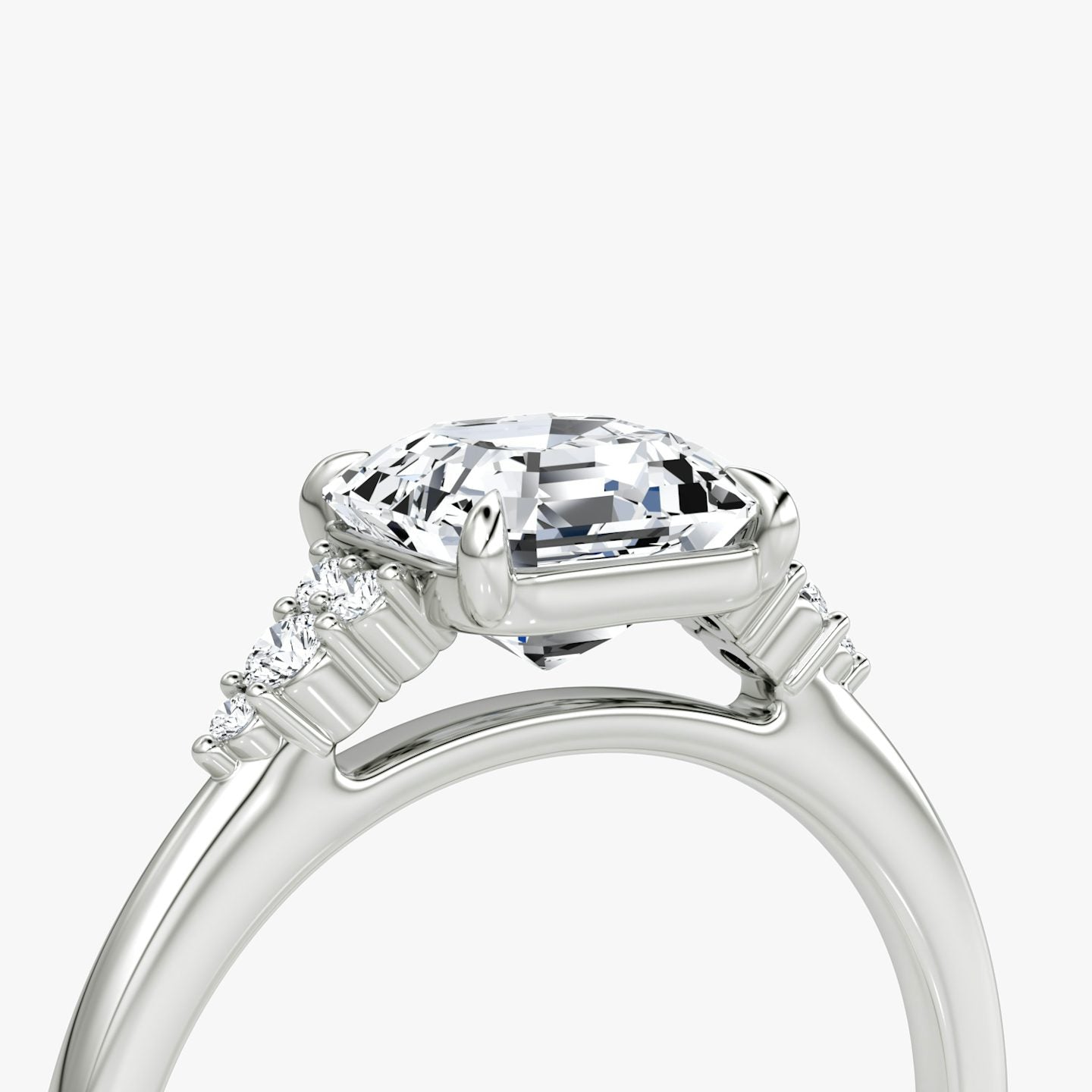 The Side Cluster Cathedral Asscher Engagement Ring