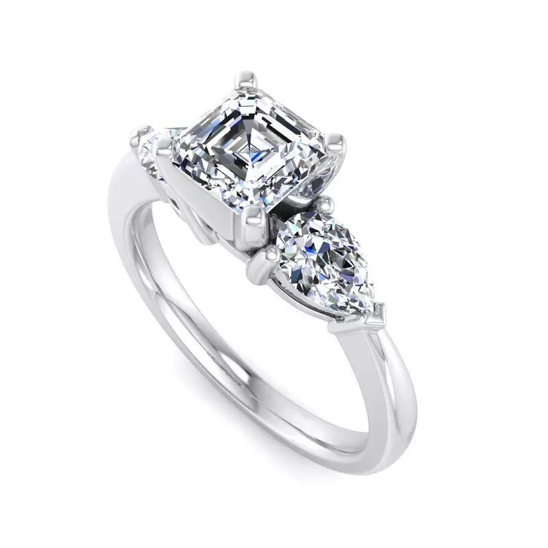 Three-Stone Lab Asscher Engagement Ring