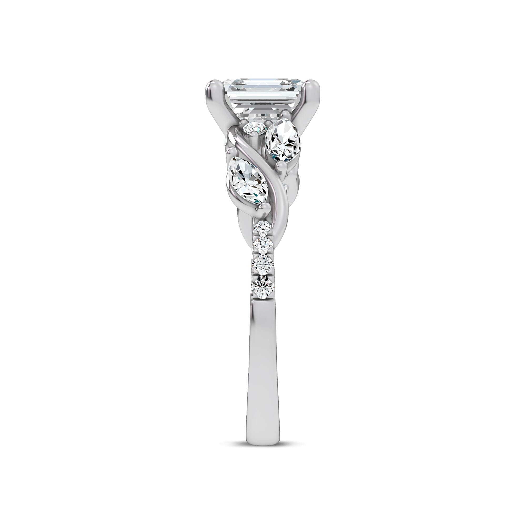 Curved Vine Diamond Asscher Engagement Ring