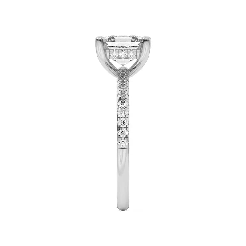 Classic Hidden Halo Pavé Asscher Engagement Ring