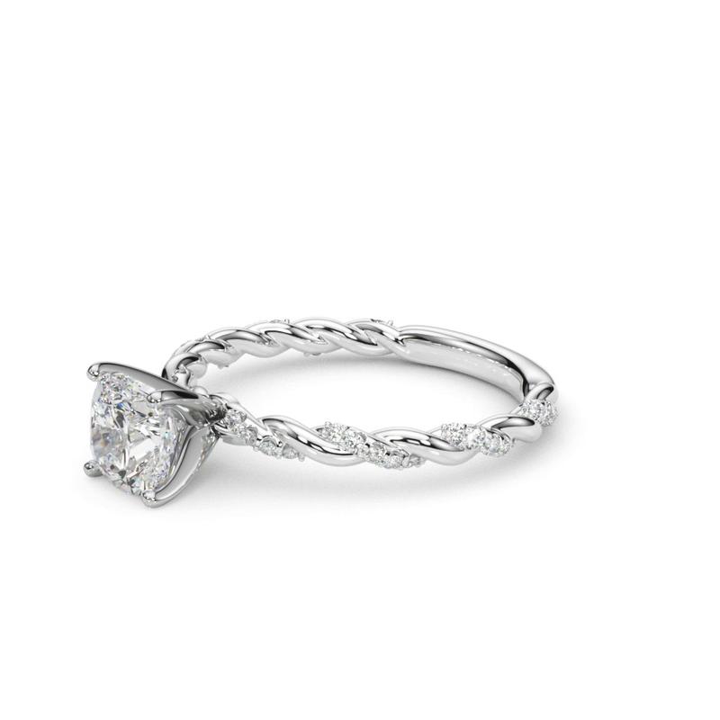lab Diamond Cushion Twist Engagement Ring