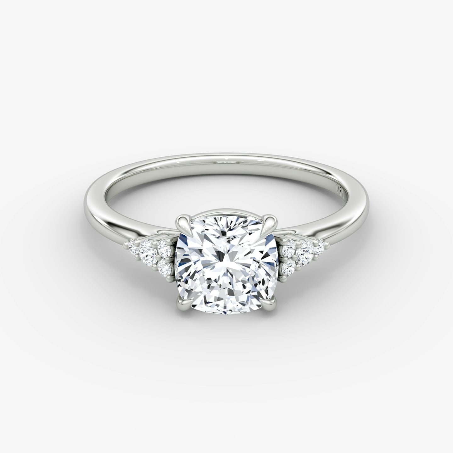 The Side Cluster Cathedral Cushion Engagement Ring