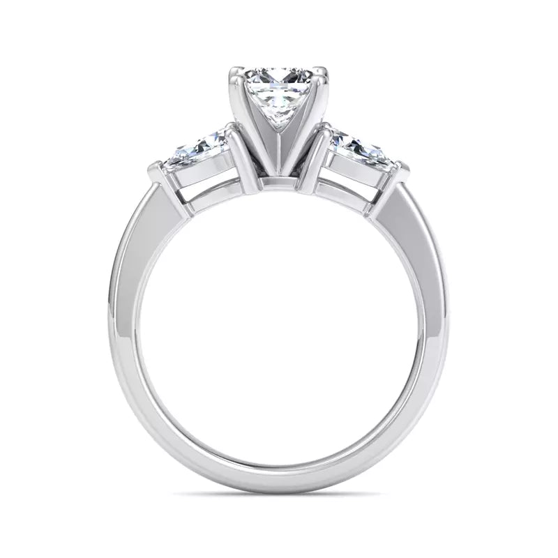 Three-Stone Lab Cushion Engagement Ring