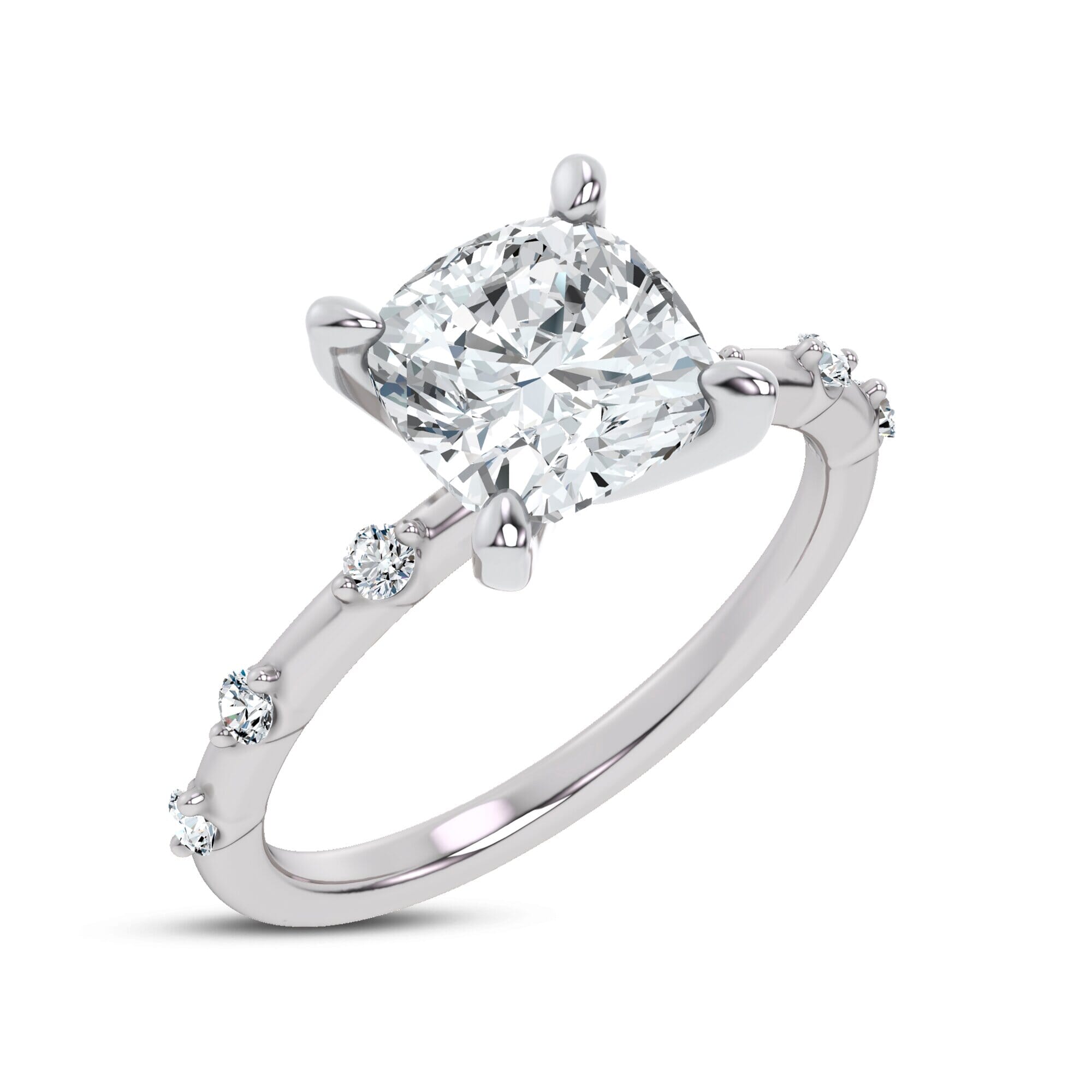 Starlight Spaced Diamond Engagement Cushion Ring