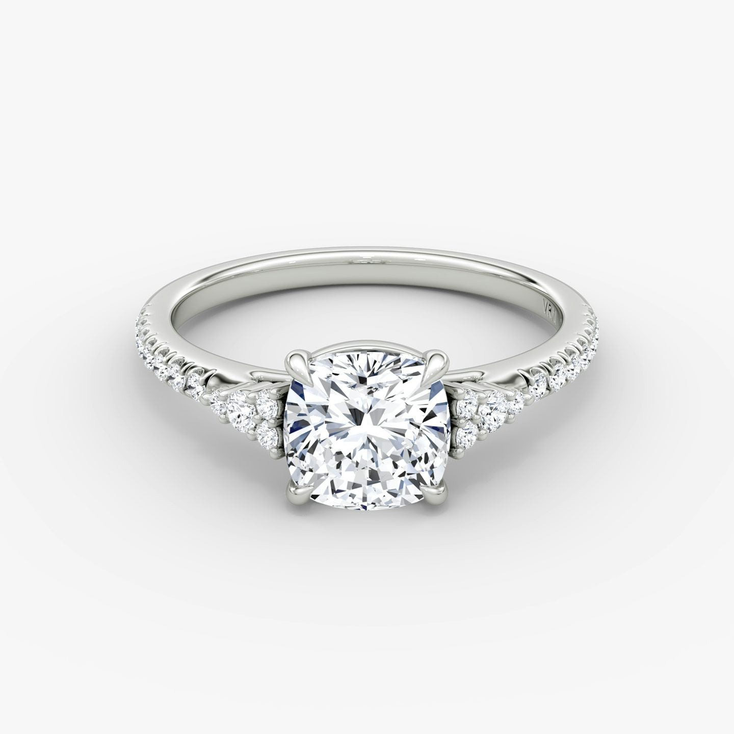 The Side Cluster Cathedral Cushion Engagement Ring